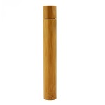 Classic toothbrush, round handle, pink color, model PRB03 + cylindrical bamboo holder